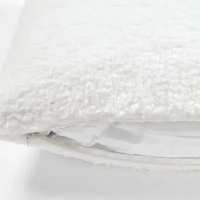 20"x20" Oversize Cozy Soft Reversible Faux Shearling Family-Friendly Square Pillow Cover White - Lush Décor