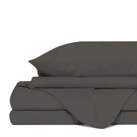 4 Piece 1500TC Sheet Set | Goose Feather Down Pillows 2 Pack | King | Dusk Grey