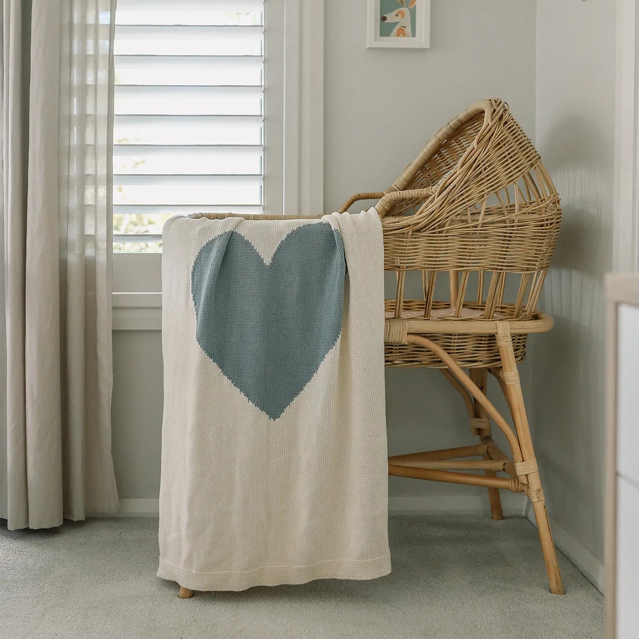 Baby Heart Blanket - Natural   Blue by Alimrose