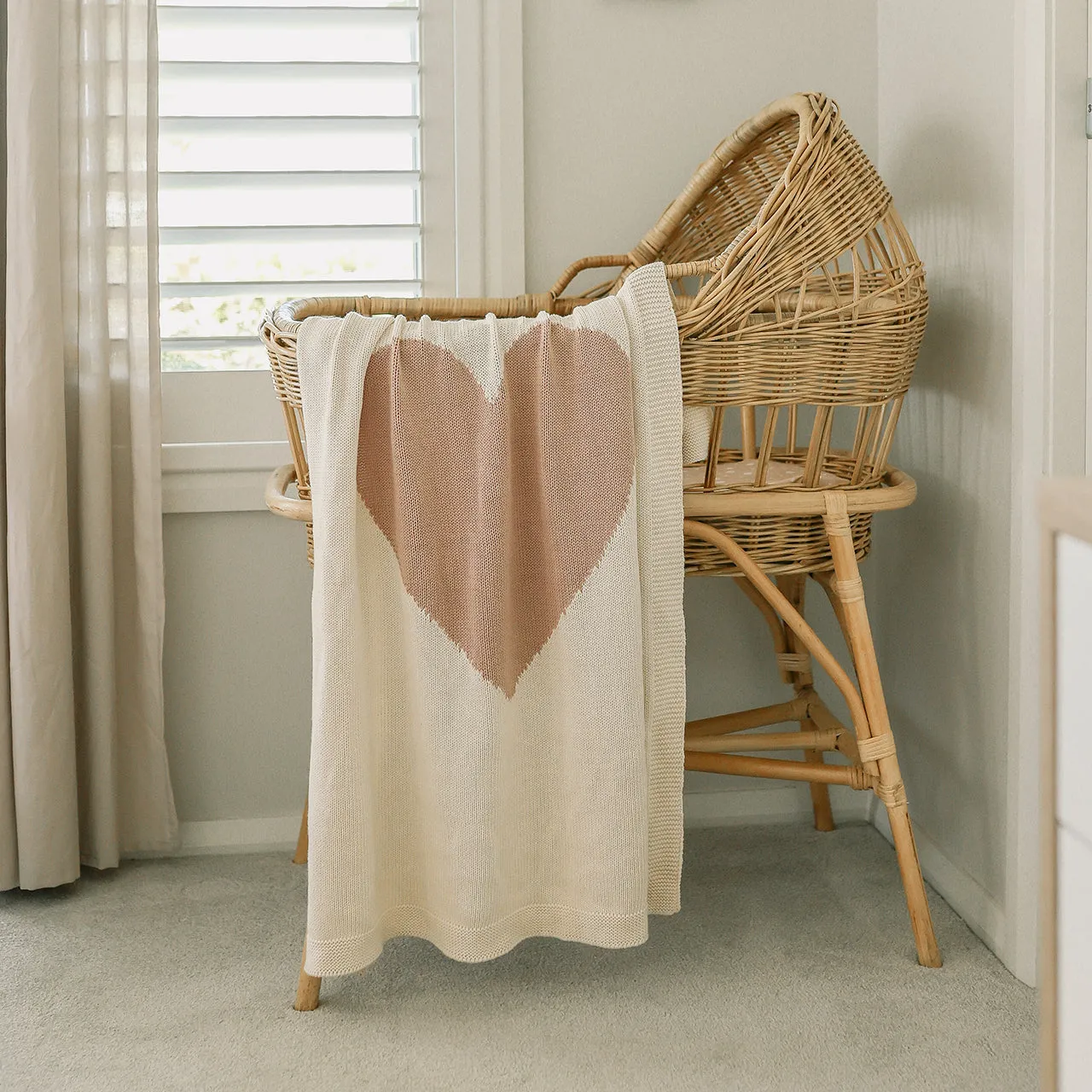 Baby Heart Blanket  - Natural   Pink by Alimrose