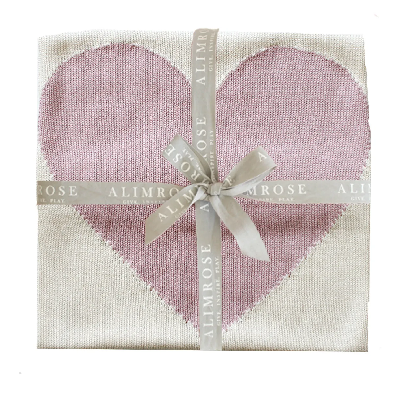 Baby Heart Blanket  - Natural   Pink by Alimrose