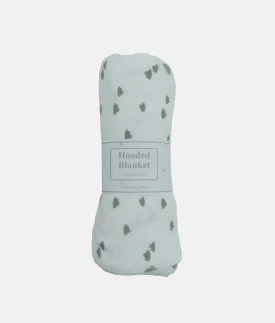 Baby Hooded Blanket - Green Cloud Print