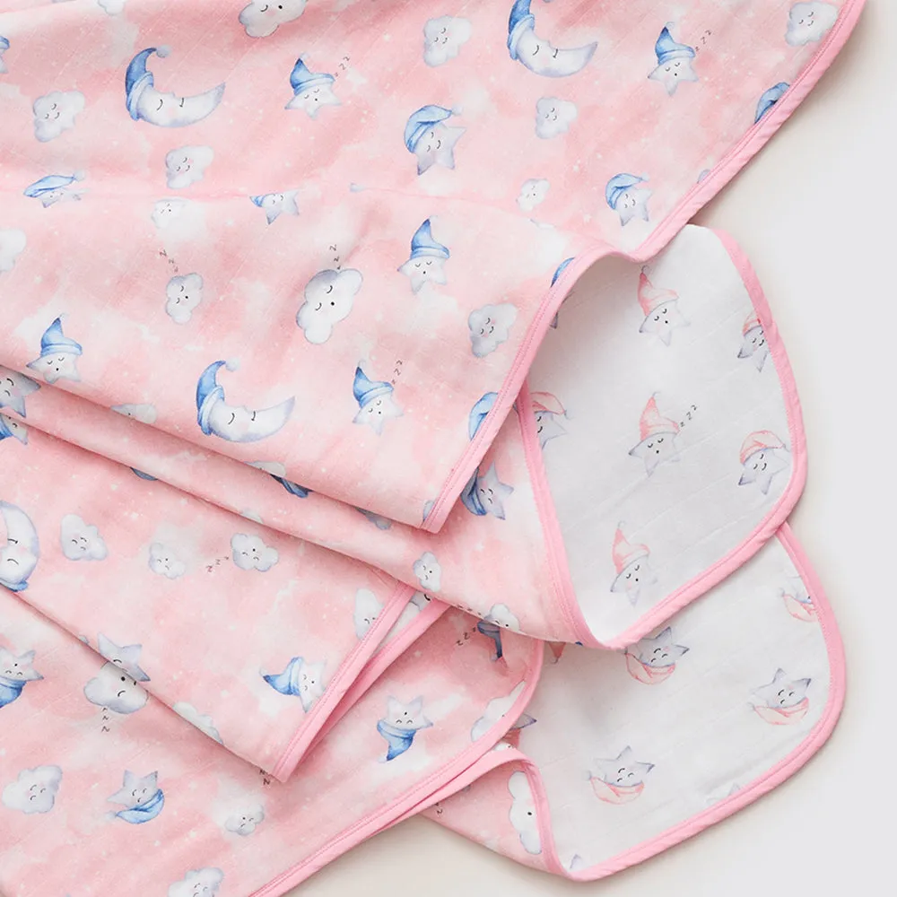 Celestial Organic Reversible Blanket- Blue, Pink