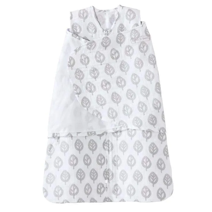Cotton Muslin SleepSack Swaddle - Gray Leaves by Halo