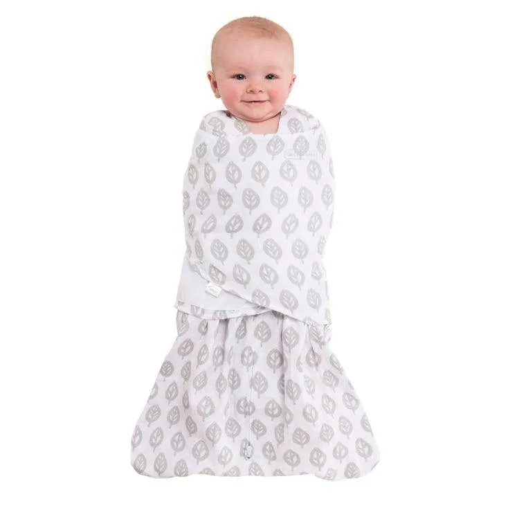Cotton Muslin SleepSack Swaddle - Gray Leaves by Halo