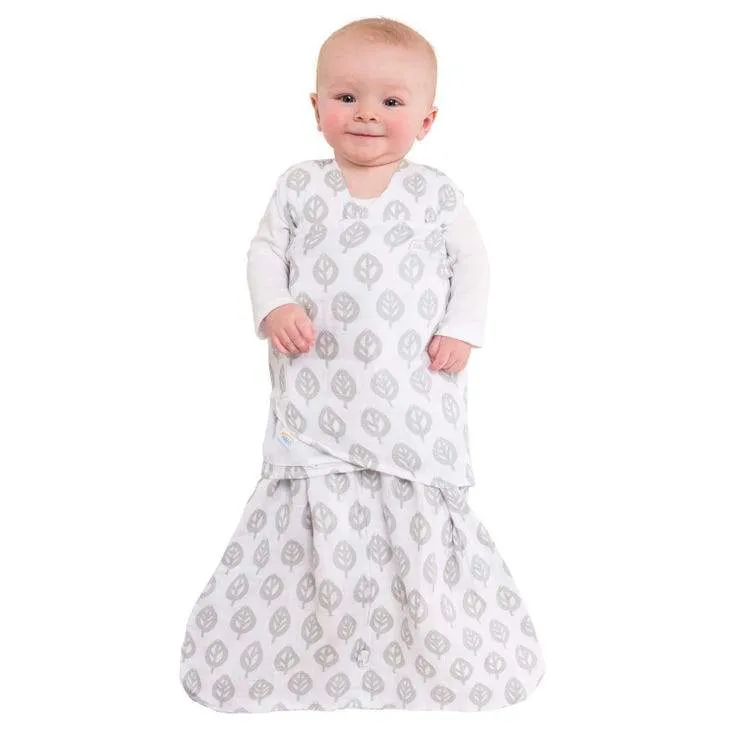 Cotton Muslin SleepSack Swaddle - Gray Leaves by Halo
