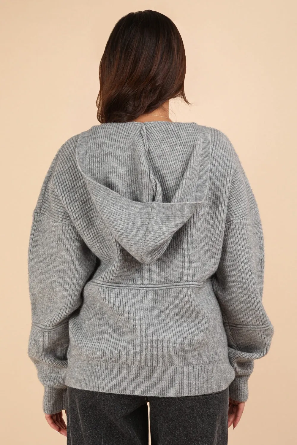 Cozy Oversized Seam Detail Drop Shoulder Hooded Sweater
