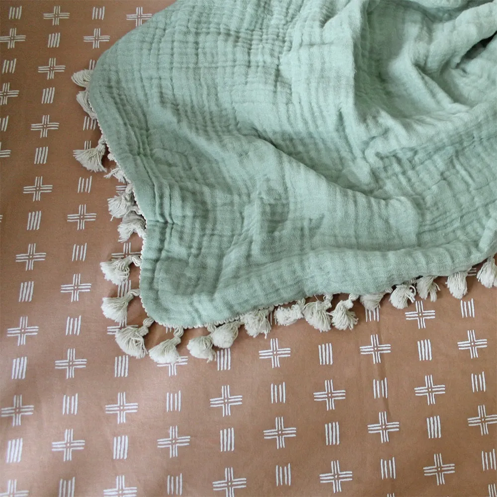 Crane Baby 6 Layer Muslin Blanket - Evergreen