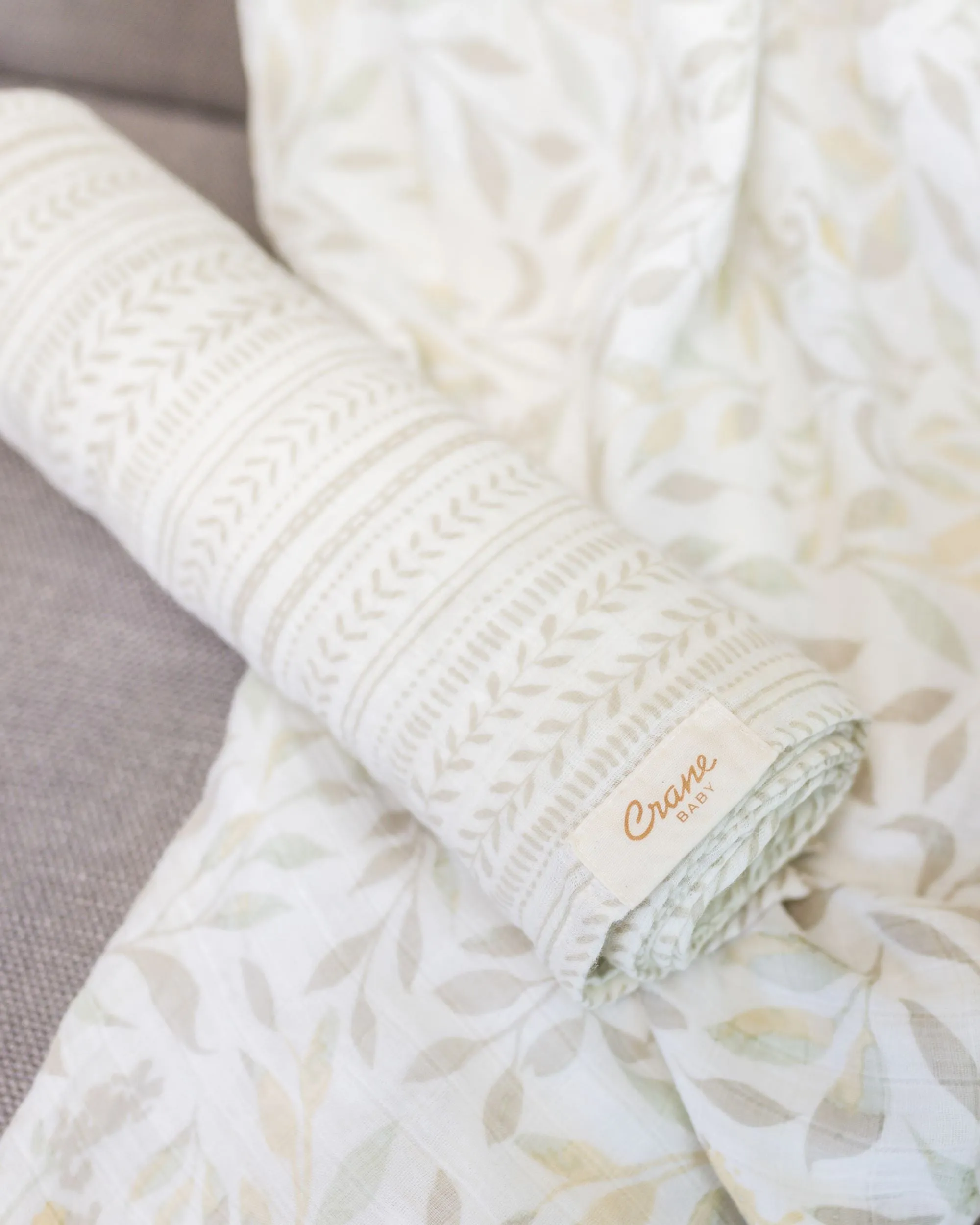 Crane Baby Muslin Swaddle Set Of 2 Multicolor Leaf  Willow Collection - Multicolor