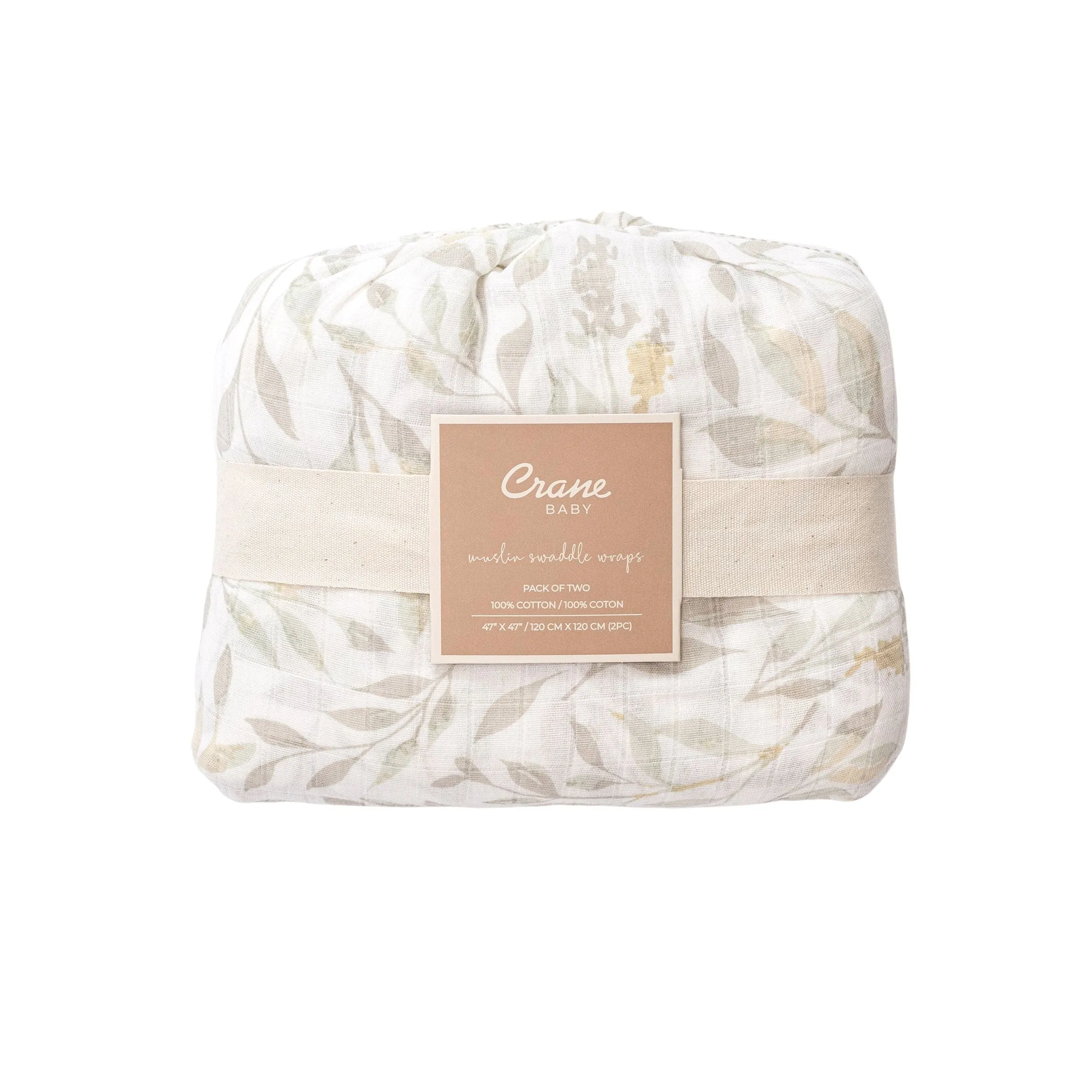 Crane Baby Muslin Swaddle Set Of 2 Multicolor Leaf  Willow Collection - Multicolor