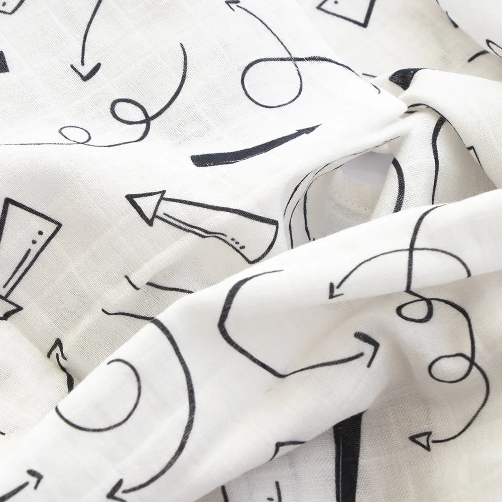 Doodle Arrows - Reversible Muslin Blanket