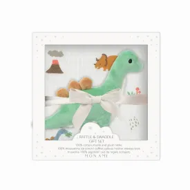 Jurassique Swaddle & Rattle Gift Set