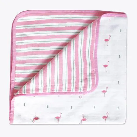 Masilo Organic Muslin Snuggle Blanket - Hello Flamingo