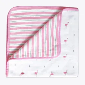 Masilo Organic Muslin Snuggle Blanket - Hello Flamingo