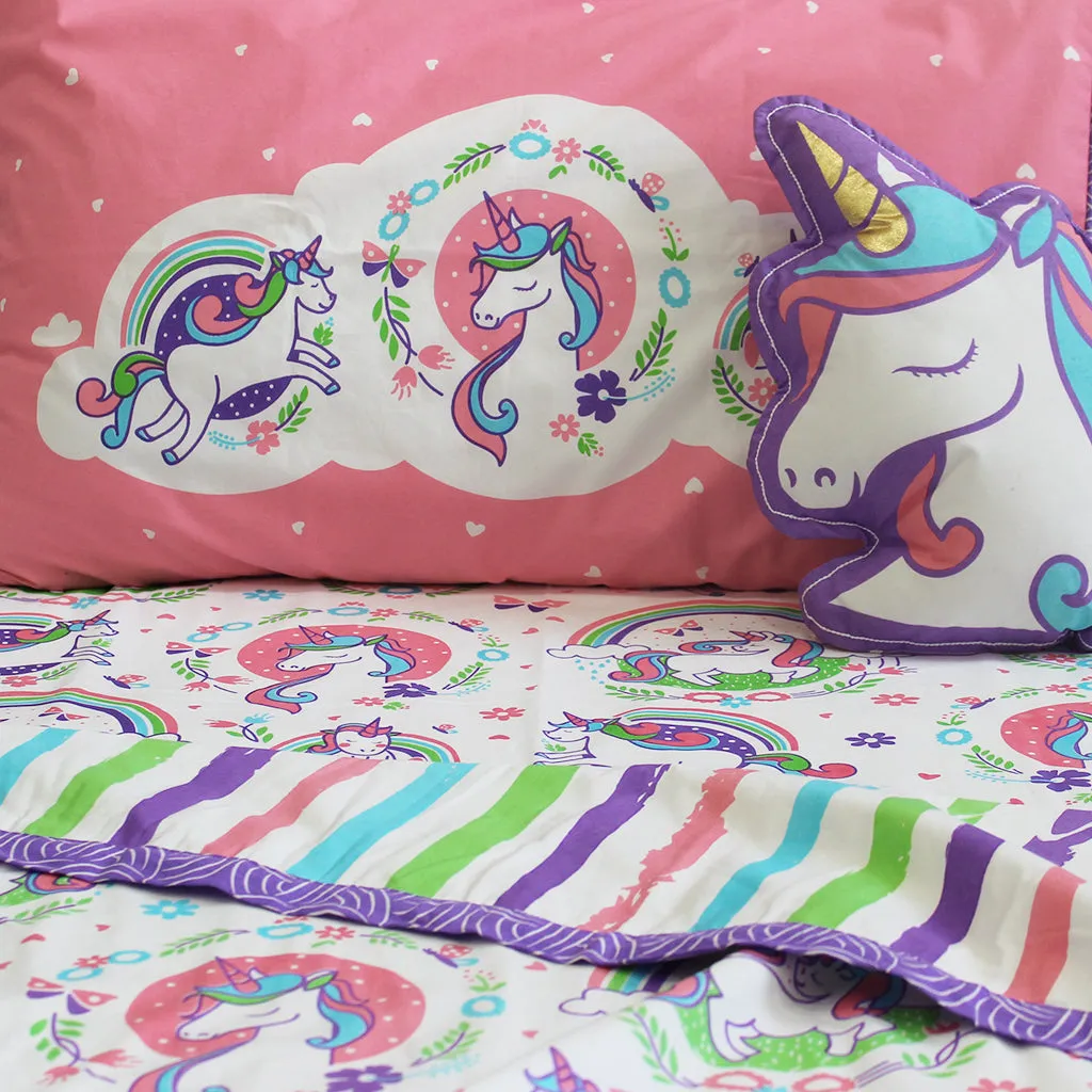 "Bundle of Joy" Unicorn & Rainbows Single Bedsheet Set