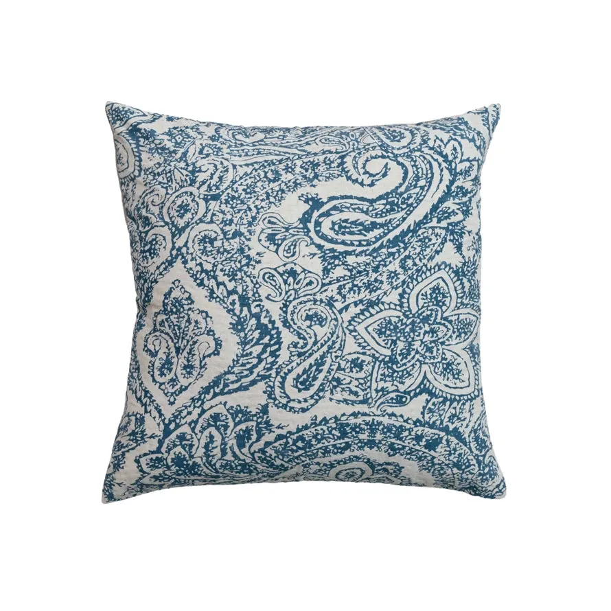 Square Cotton & Linen Printed Pillow w/ Pattern (Each One Will Vary) - 20"