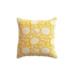 Square Cotton & Linen Voile Block Printed Pillow - 16"