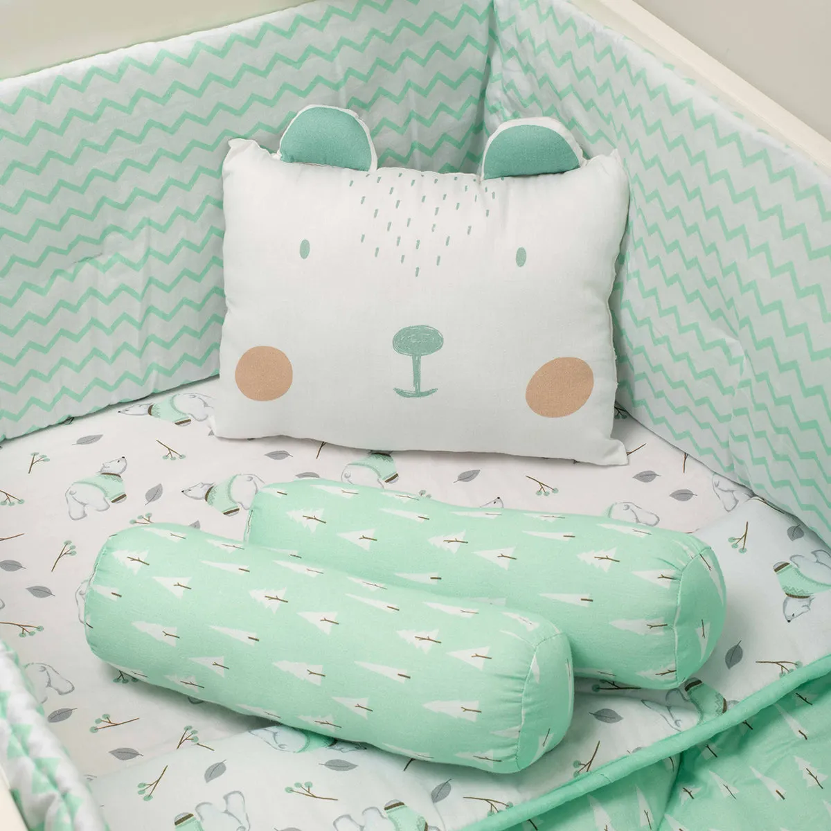 Tiny Snooze Organic Pillow & Bolsters- Polar Bear